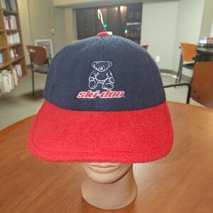 Vtg Ski-Doo Fleece Sho Gear Leather Strapback Kid's Cap Hat New